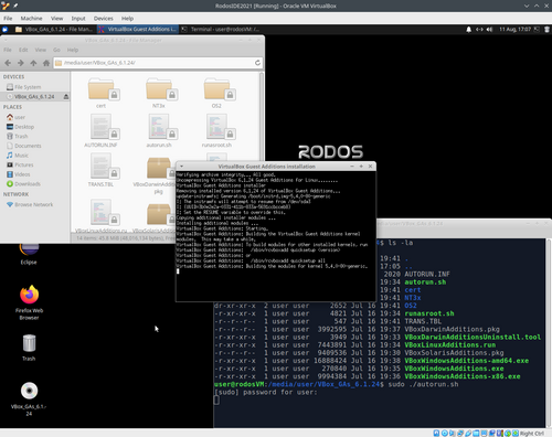 screenshot of terminal commands and installation output